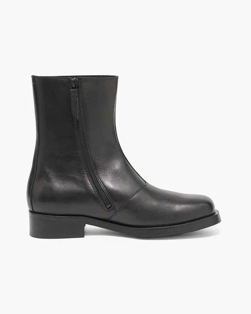 Men's Black Leather Boots for Modern Daily Uniforms