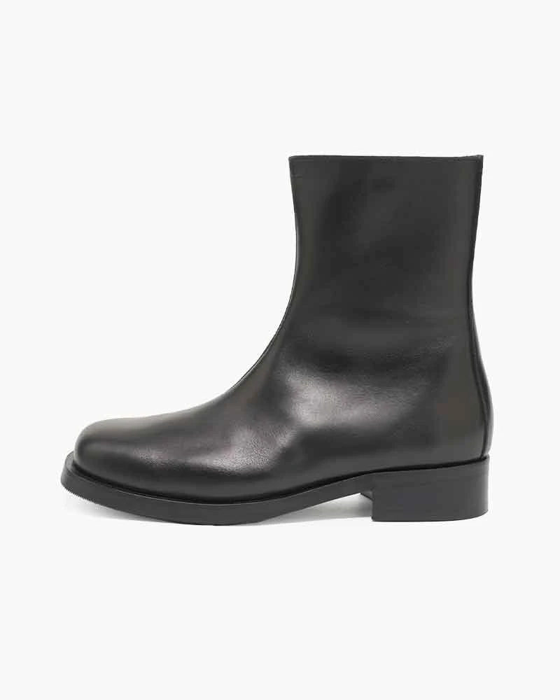 Men's Black Leather Boots for Modern Daily Uniforms