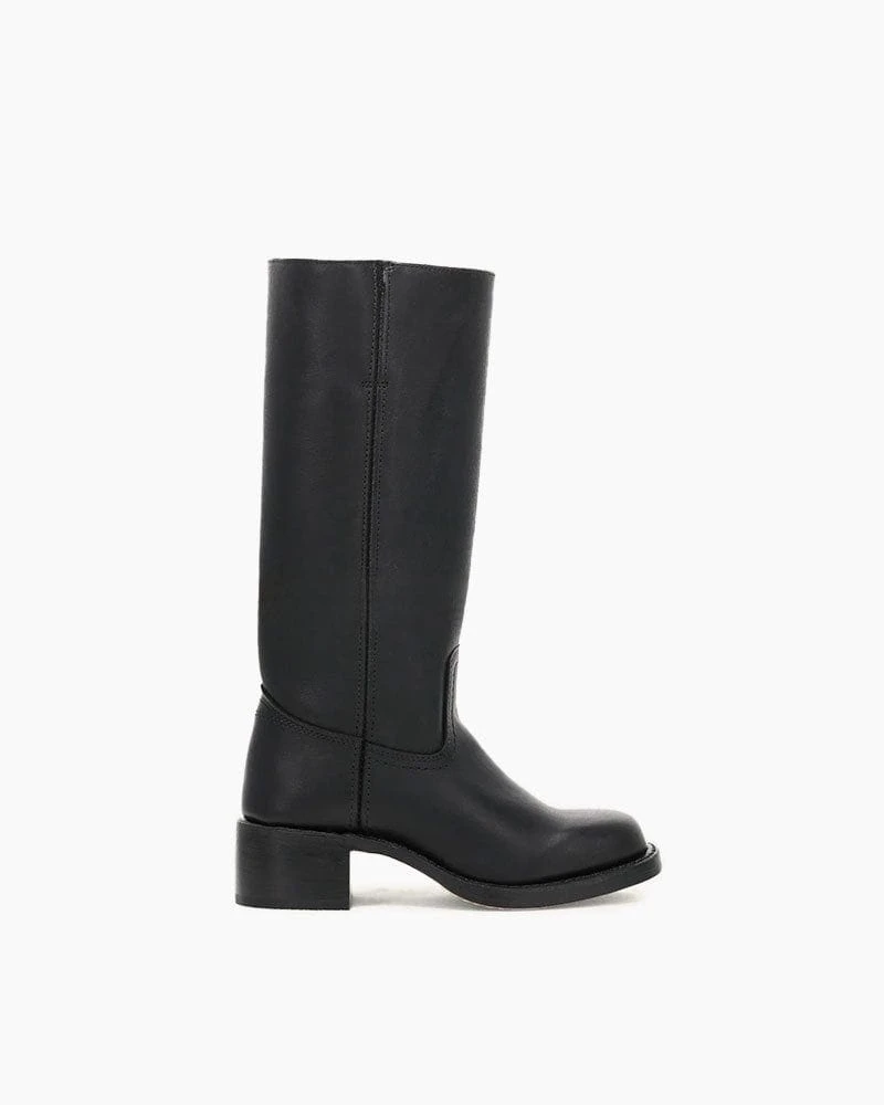 Black Leather Knee-High Boots