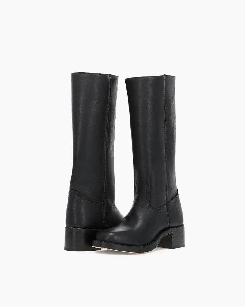 Black Leather Knee-High Boots
