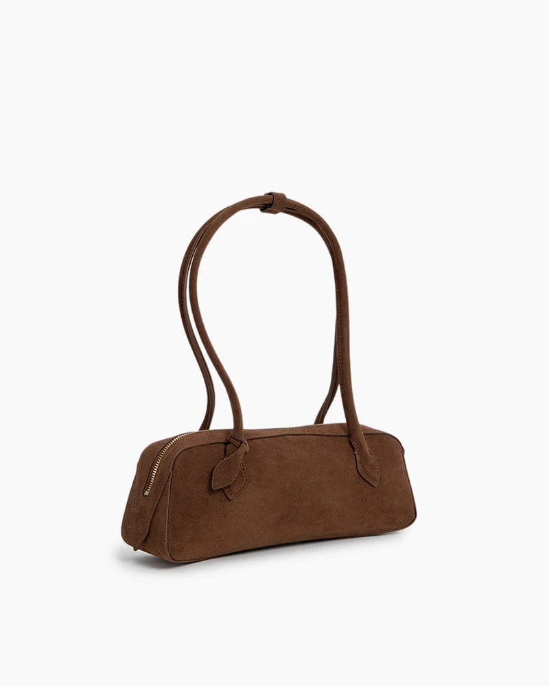 Vespera Suede Calfskin Double Zip Tote Shoulder Bag
