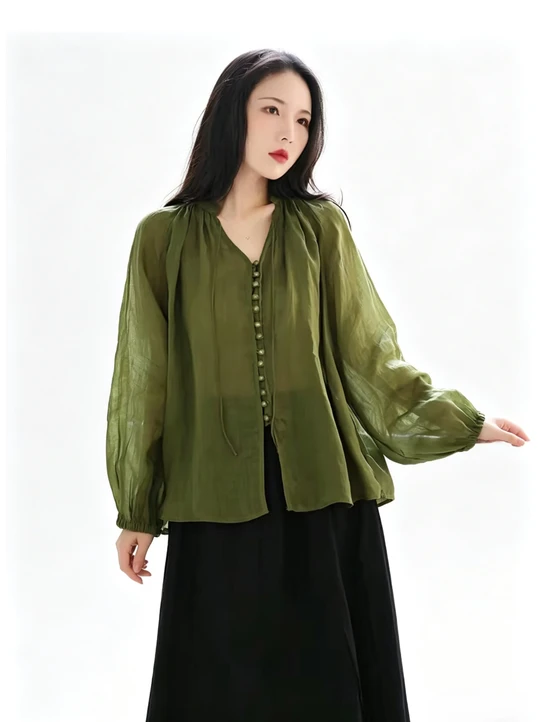new chinese style ramie top