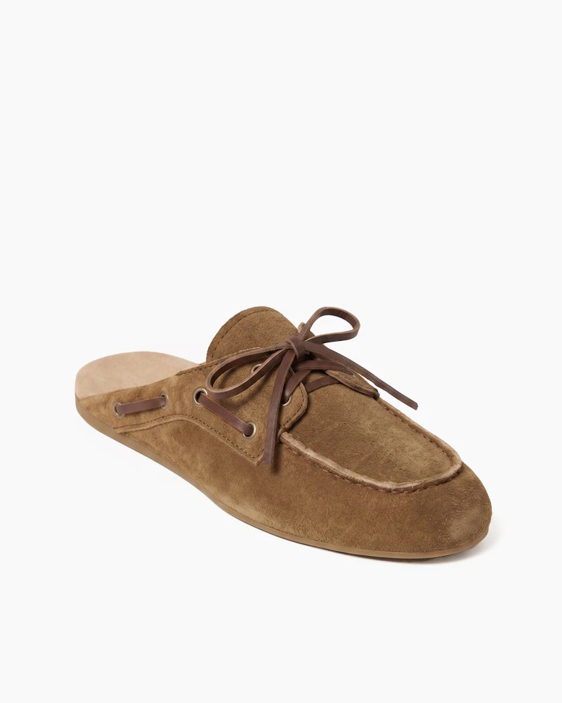Women's Coastal Suede Leather Slip-On Flat Mules