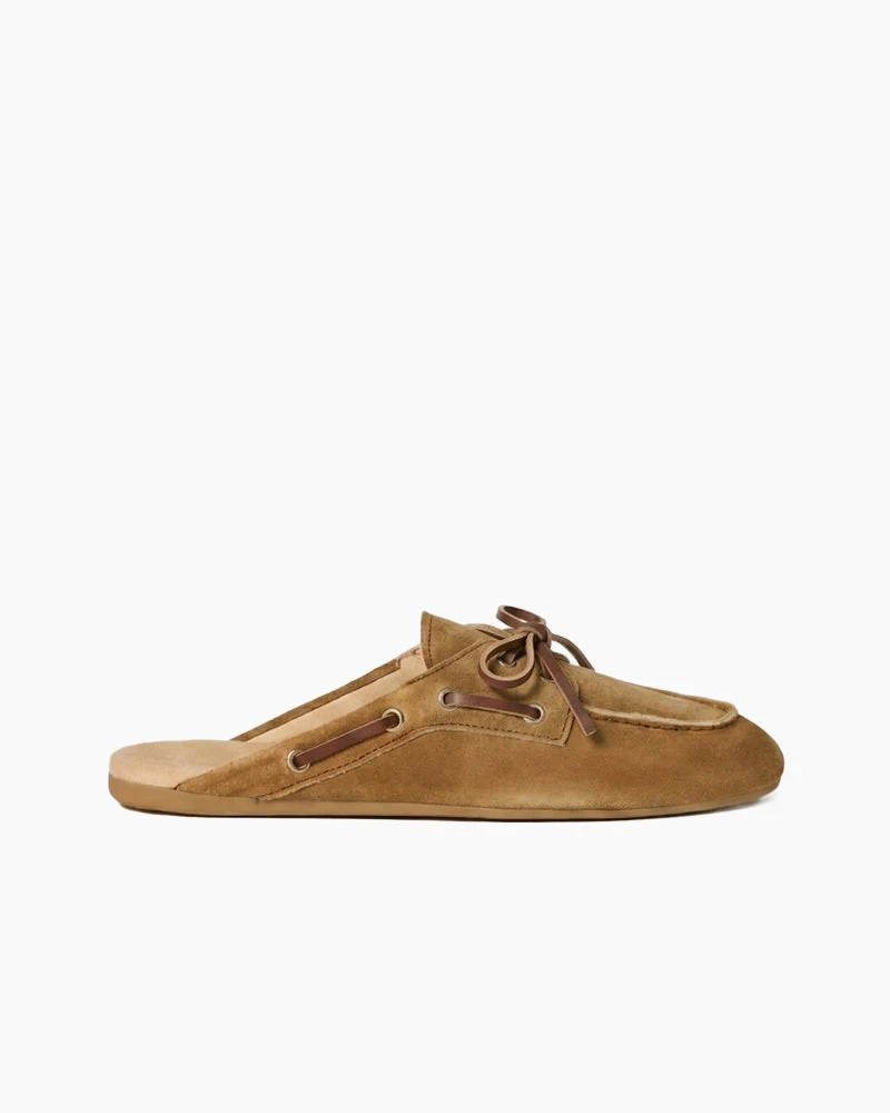 Women's Coastal Suede Leather Slip-On Flat Mules