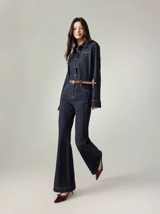 patchwork flared jeans