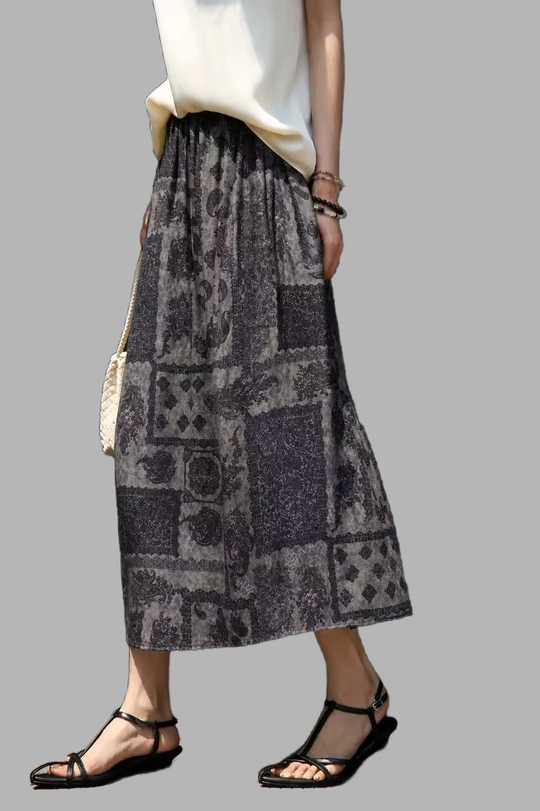 Mulberry silk midi skirt