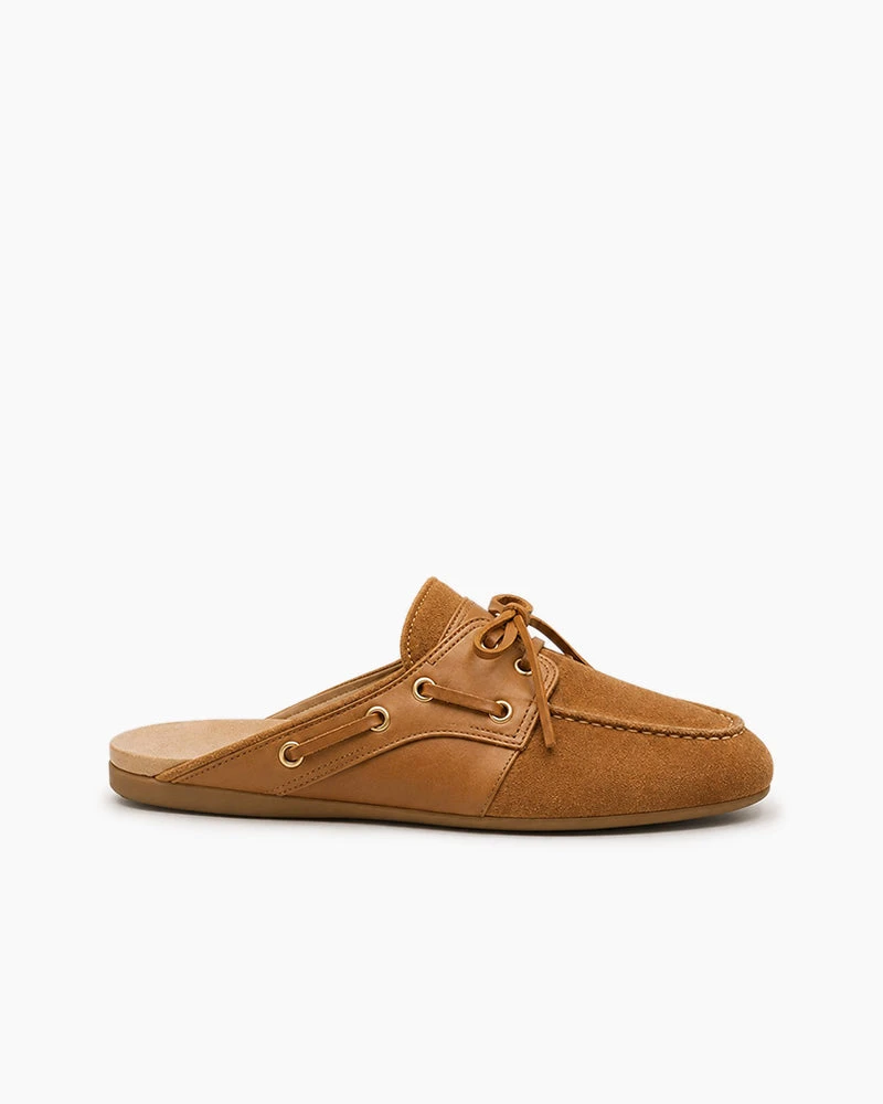Casual Weekend Brown Slide-On Suede Mules