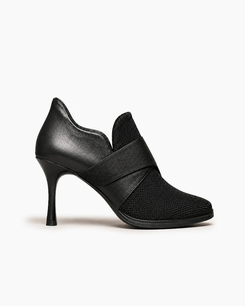 Urban Office Leather Knit High Heel Sneakers