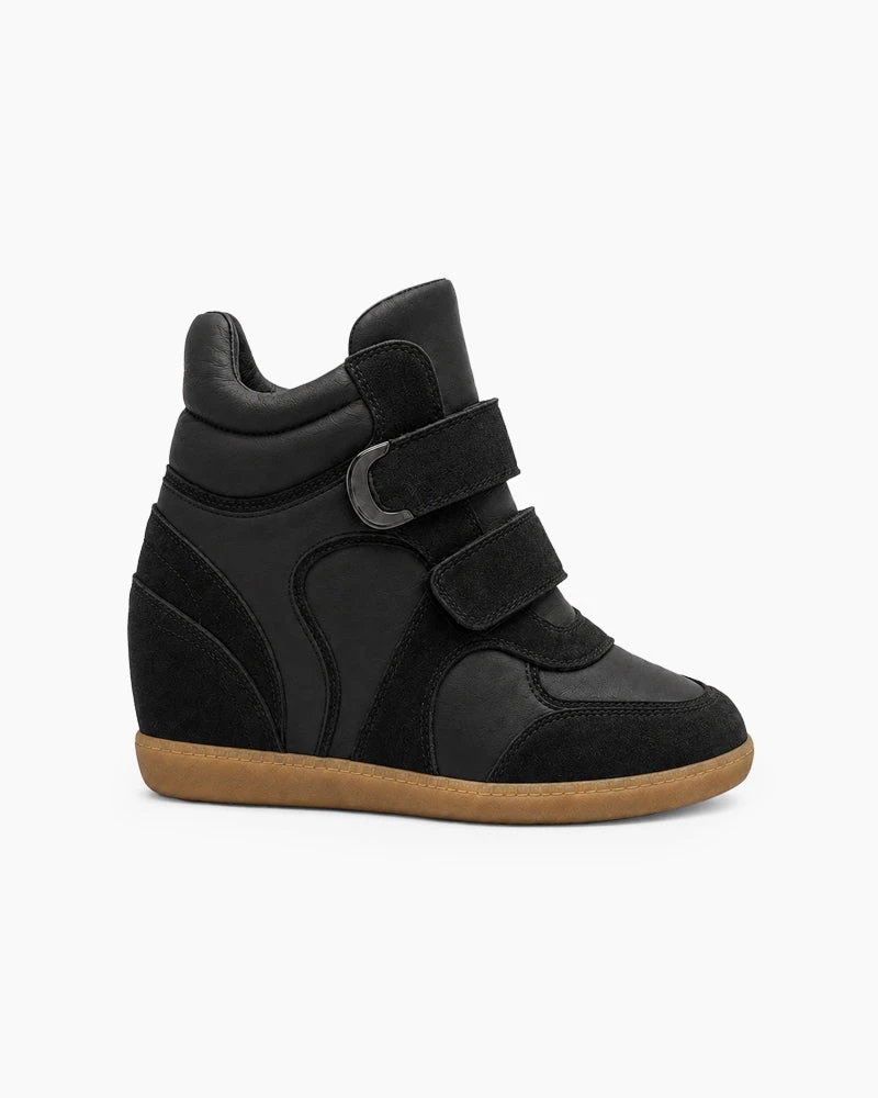 Urban Street Wedge High Top Walking Sneakers-Black