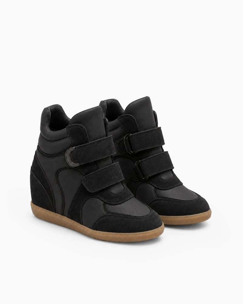 Urban Street Wedge High Top Walking Sneakers-Black