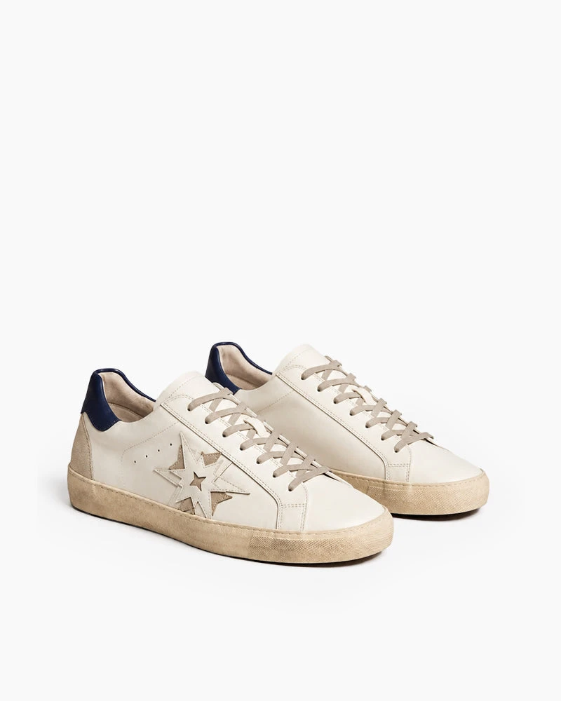 Urban Stroll Star Antiquing Detail Leather Sneakers