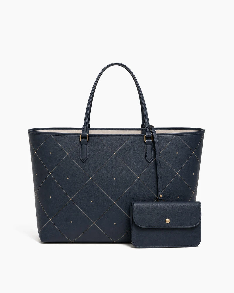 Minimalist Daily Commuter Large Tote With Pouch-Navy