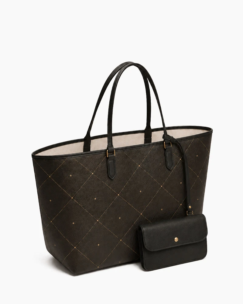 Minimalist Daily Commuter Large Tote With Pouch-Brown