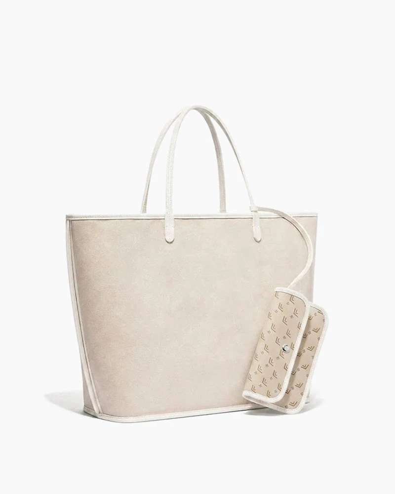 Everyday Commute Monogram Leather Tote Bag-White