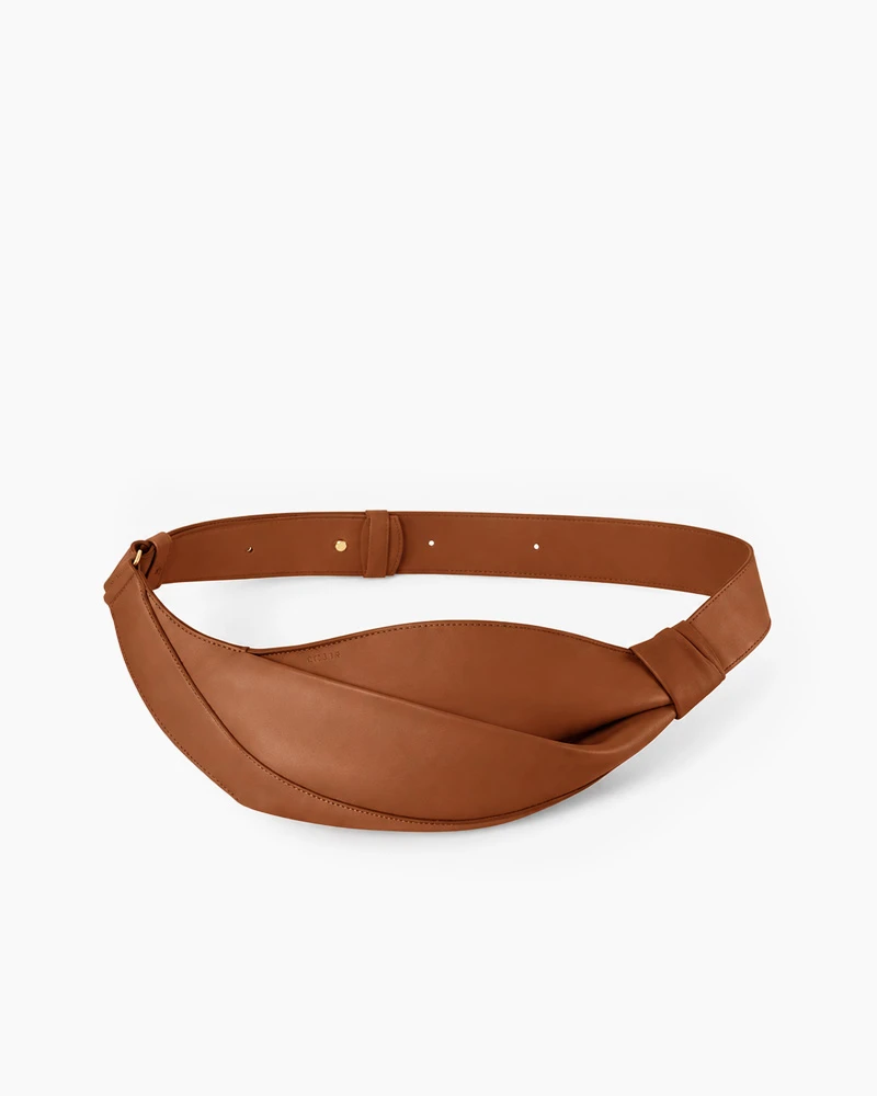 Nappa Leather Folded Crescent Crossbody Belt Bag