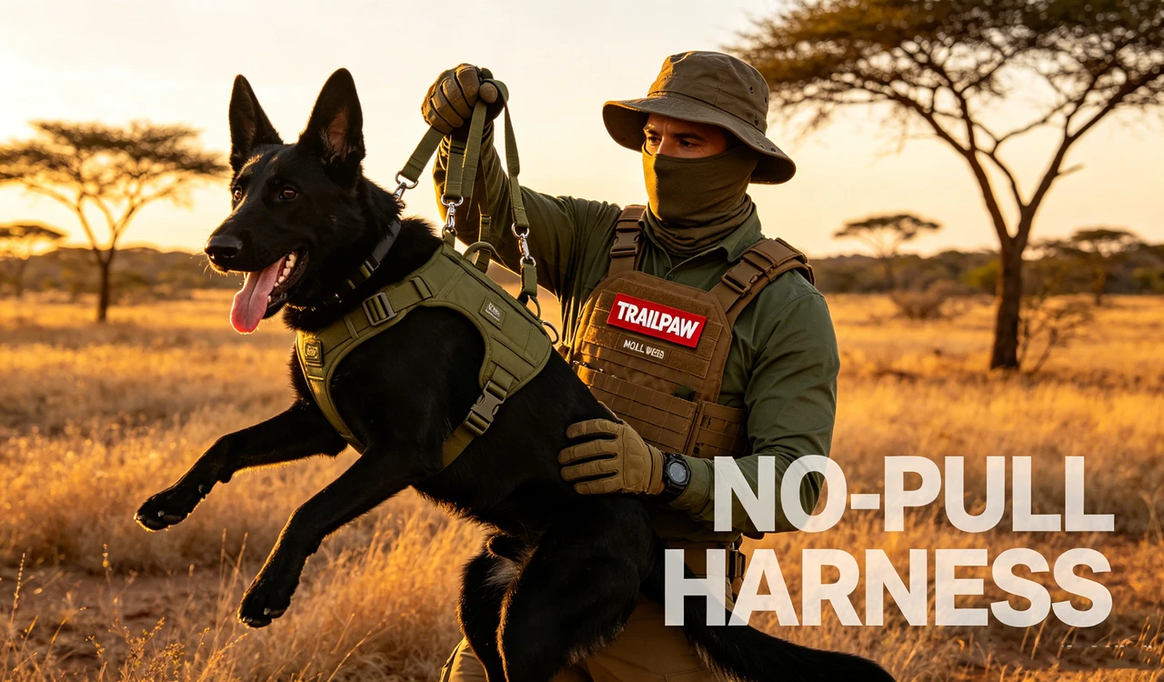 TrailPaw Tactical Dog Harness — Heavy-Duty Handle Y-Style with Metal Buckles for Large Breeds