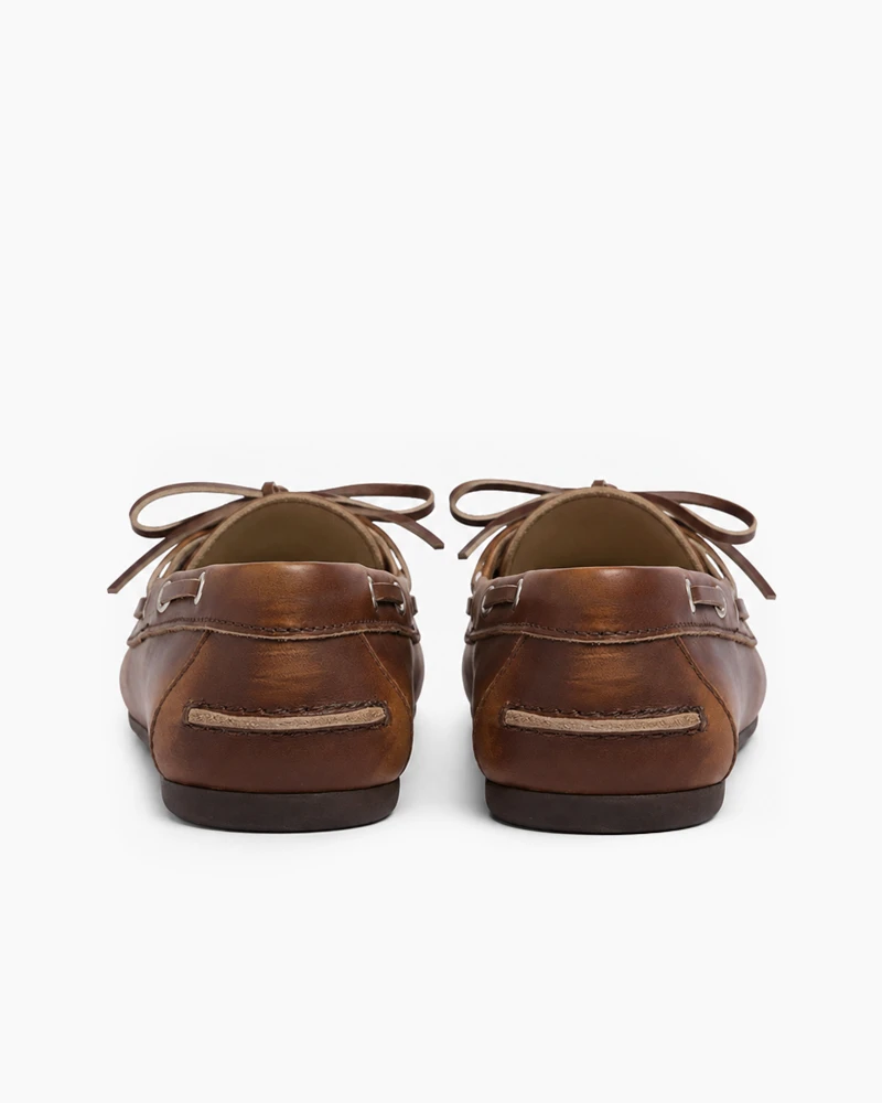 Weekend Marina Style Bleached Leather Deck Loafers