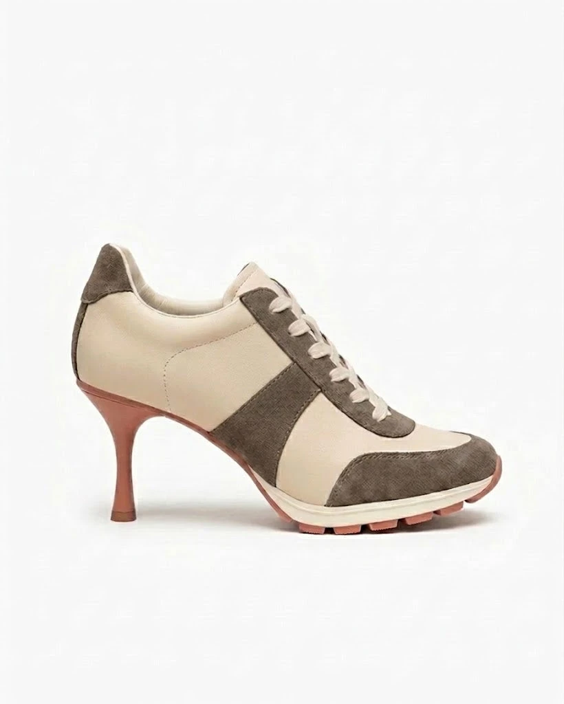 Women's Suede Leather Panels GAT High-Heel Sneakers