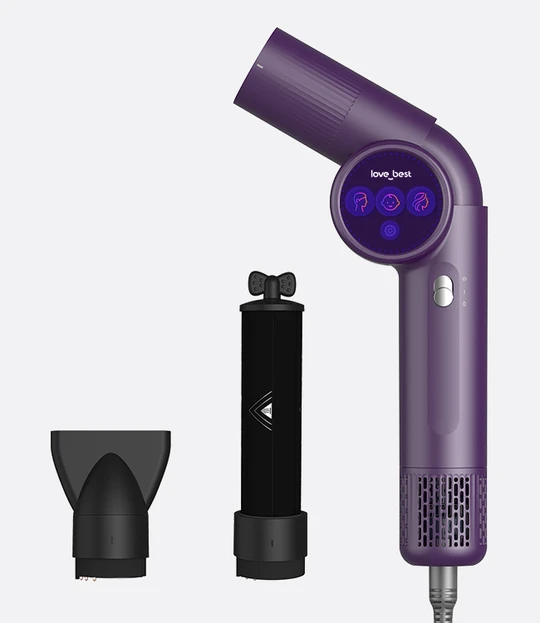 Hair Dryer Brush 6-in-1 Dual Voltage Hot Air Styler – Fast-Drying 110,000 RPM Ionic Blow Dryer with Straightener & Curler Attachments, Frizz-Free Volumizing Styler