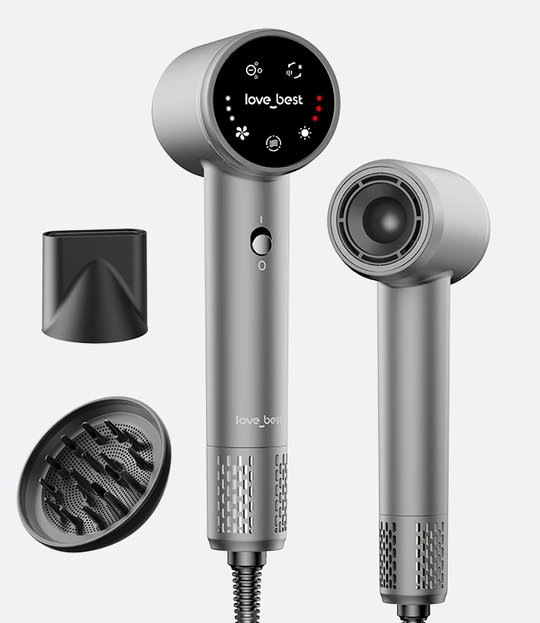 Hair Dryer with Diffuser, Ionic High-Speed Blow Dryer 600 Million Negative Ions, Fast Drying, Quiet & Lightweight Hair Dryer for Women & Men, Smart Touch Screen Professional Hairdryer for Curly Hair