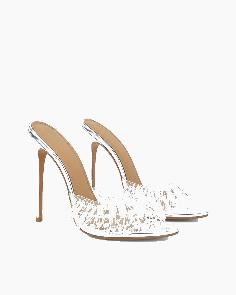 Glamorous Party Crystal Ruffle Stiletto Mules
