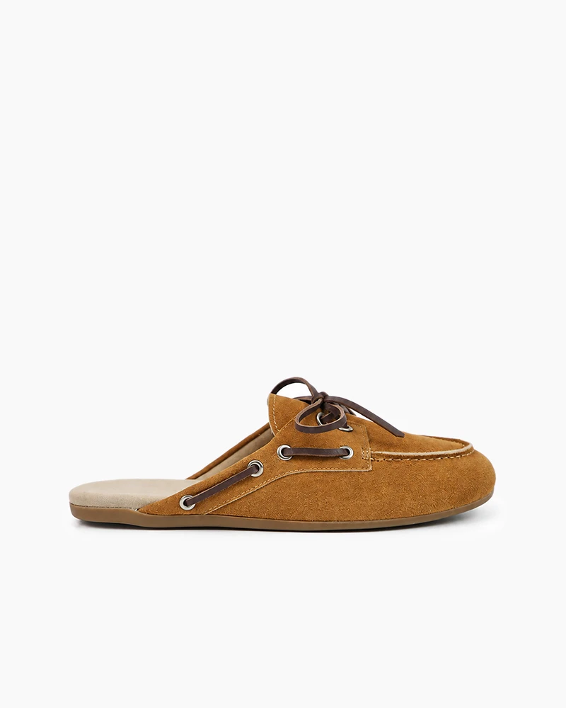 Women's Coastal Suede Leather Slip-On Flat Mules