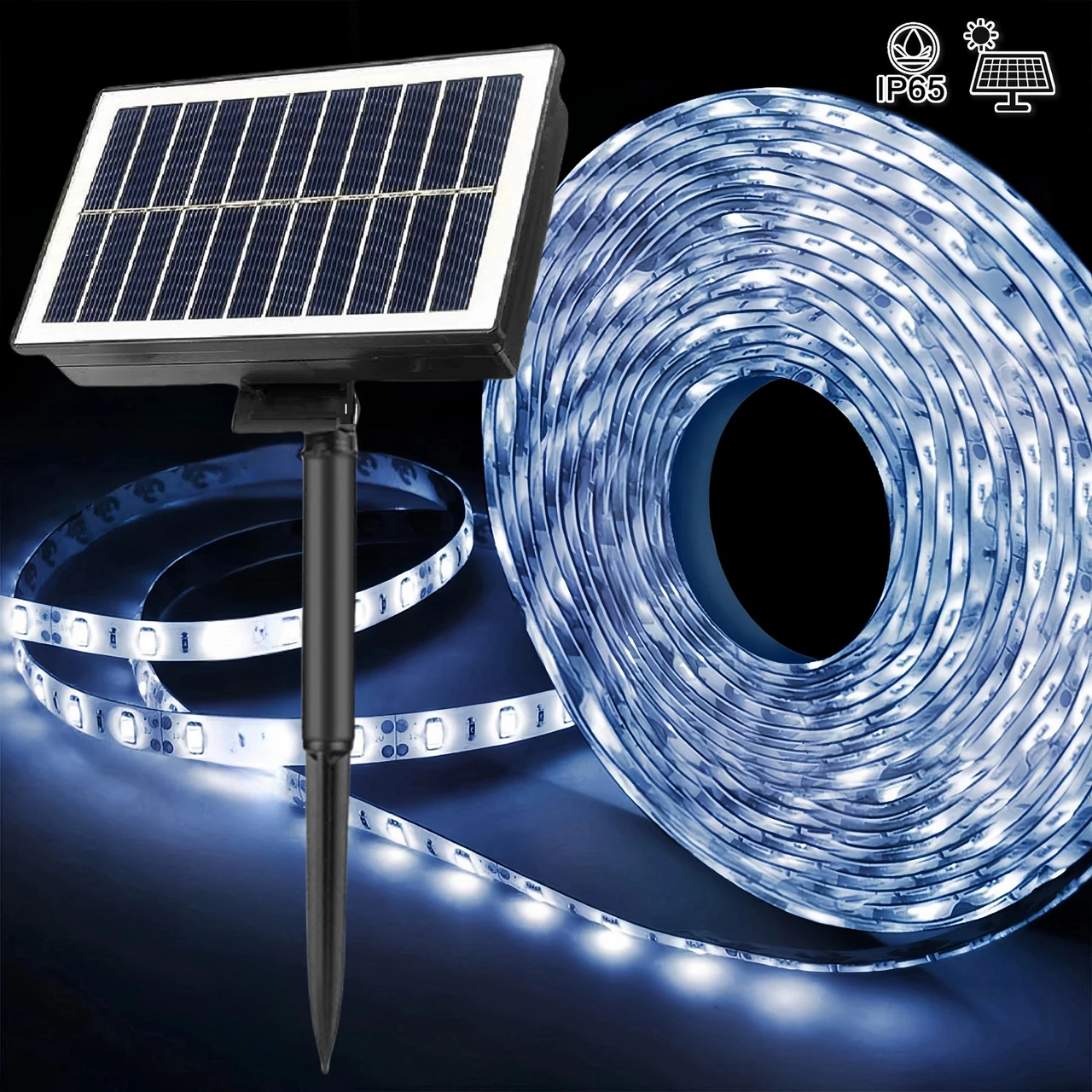 Solar LED Strip Lights 32.8FT, IP65 Waterproof Solar Powered Outdoor Light Strip