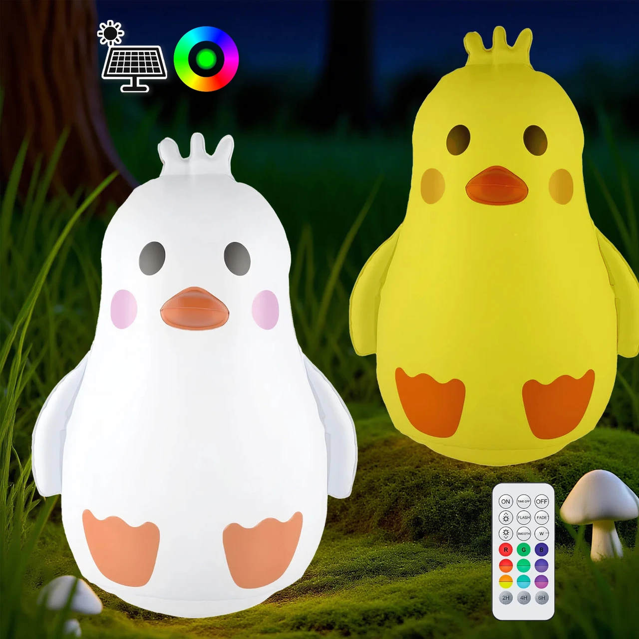 Solar Penguin Light, Rechargeable Globe Color Changing Solar Globe Lamp