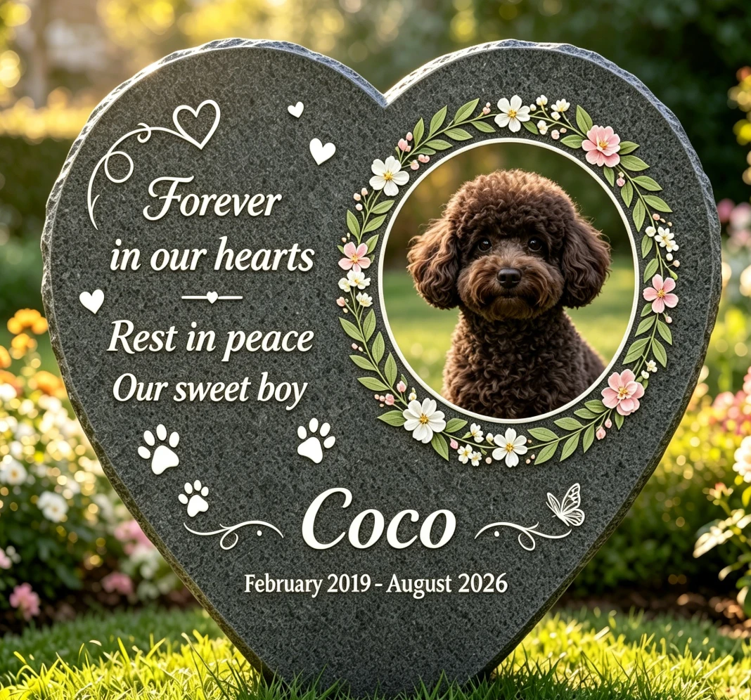 Custom Granite Pet Memorial Stone with Photo