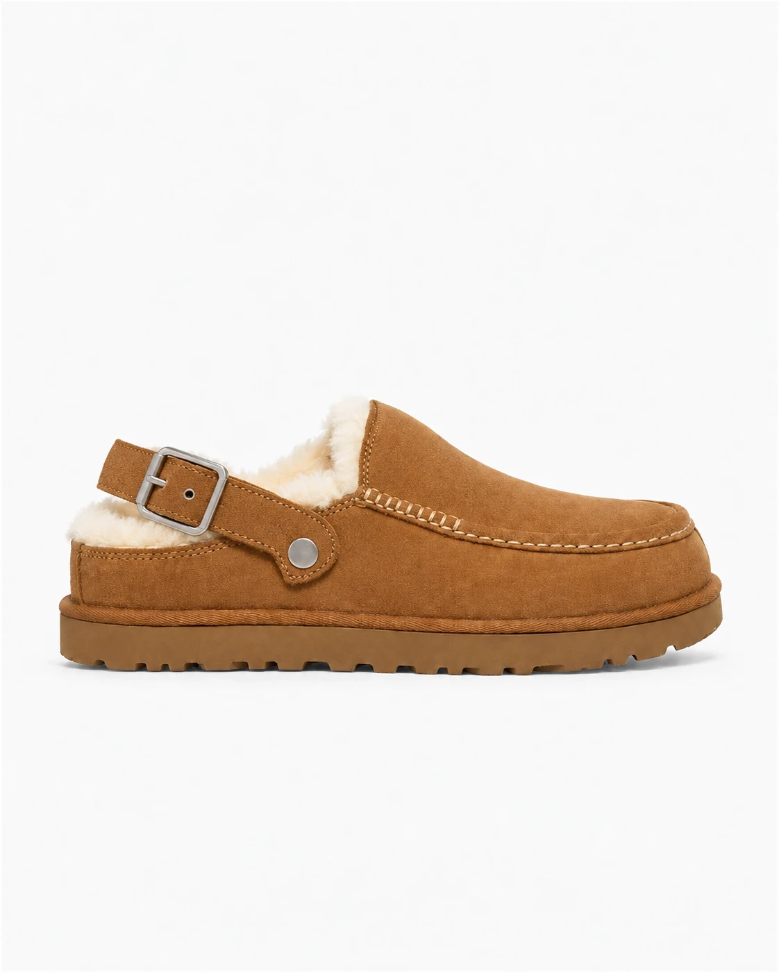 Cozy Streetwear Shearling Lined Suede Mule Clog