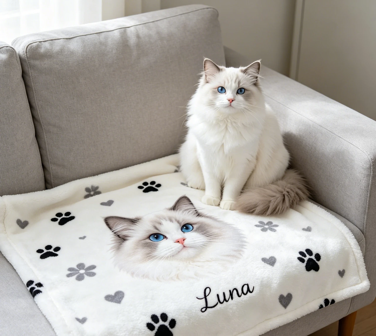 Custom Pet Photo Blanket with Name