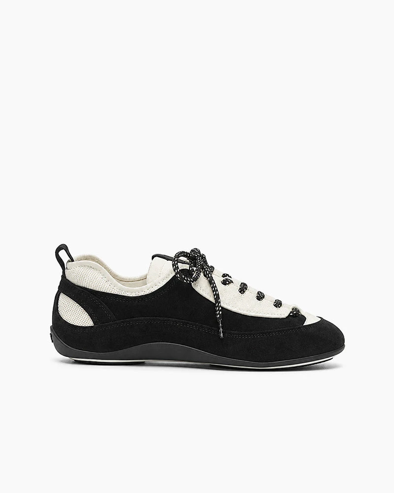 Everyday Black And White Suede Lace-Up Sneakers