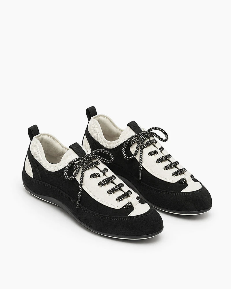 Everyday Black And White Suede Lace-Up Sneakers