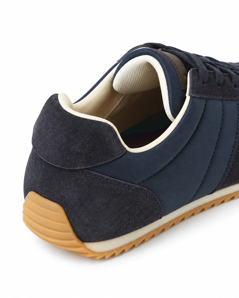 Women's Navy Suede Leisure Lace-Up Low-Top Sneakers