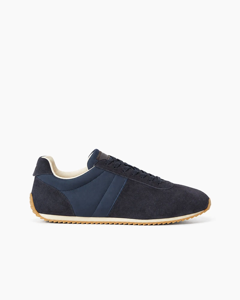 Women's Navy Suede Leisure Lace-Up Low-Top Sneakers
