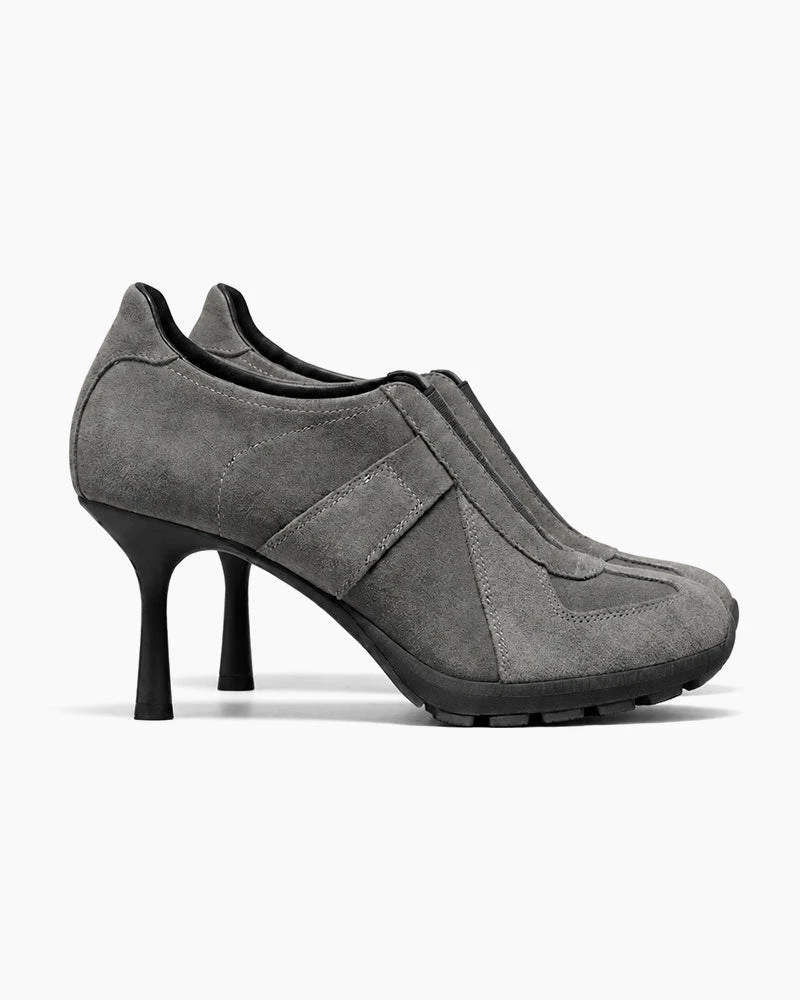 Multi-Panel Suede Sport High Heel Sneakers
