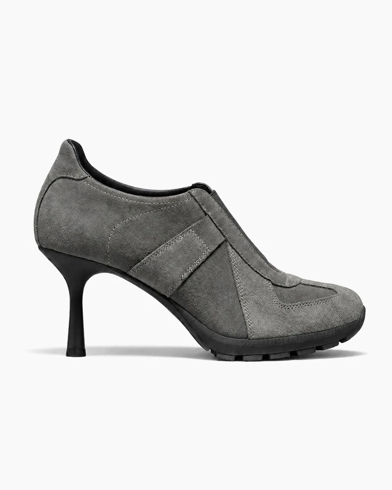 Multi-Panel Suede Sport High Heel Sneakers