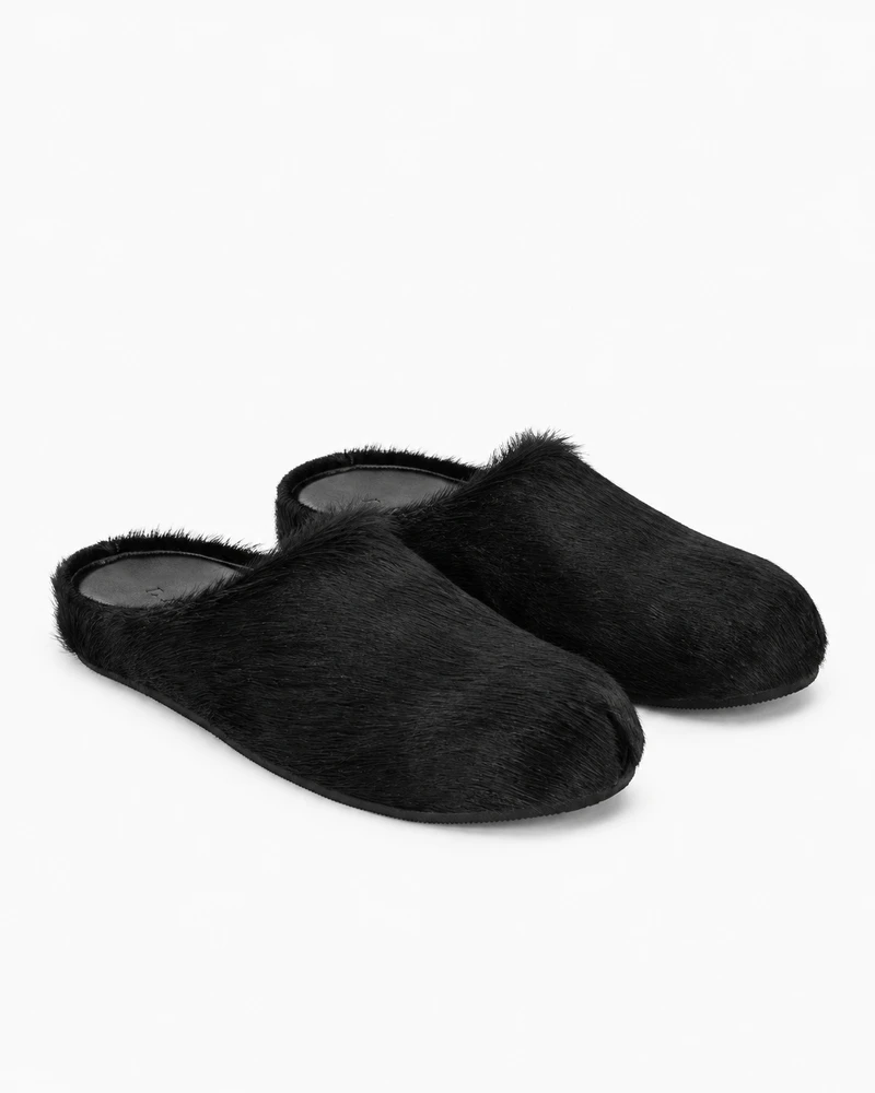 Designer Calf Hair Mules Real Fur Flat Clogs Slippers