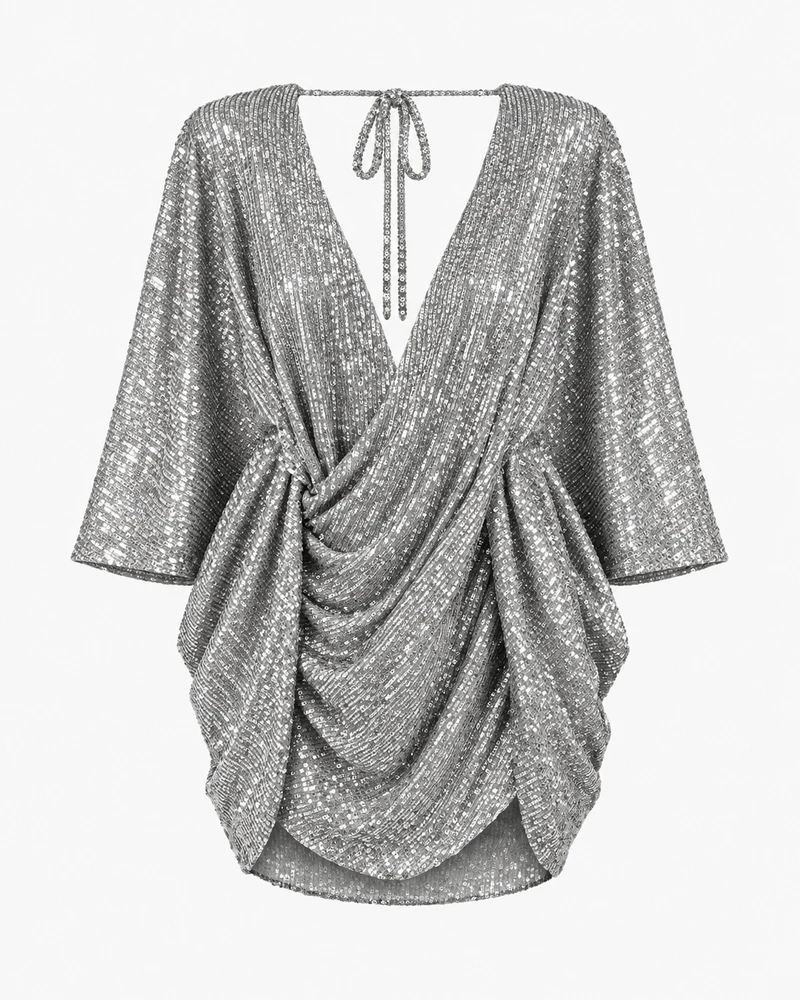 Women's Midnight Club Shimmering Deep-V Mini Dress