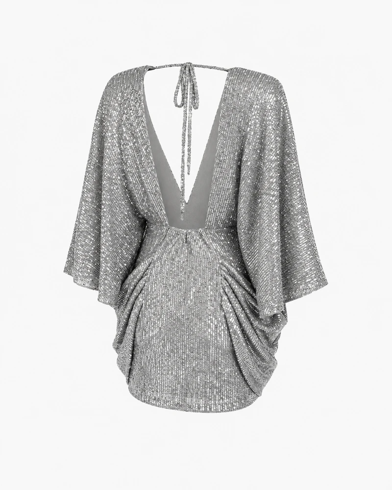 Women's Midnight Club Shimmering Deep-V Mini Dress