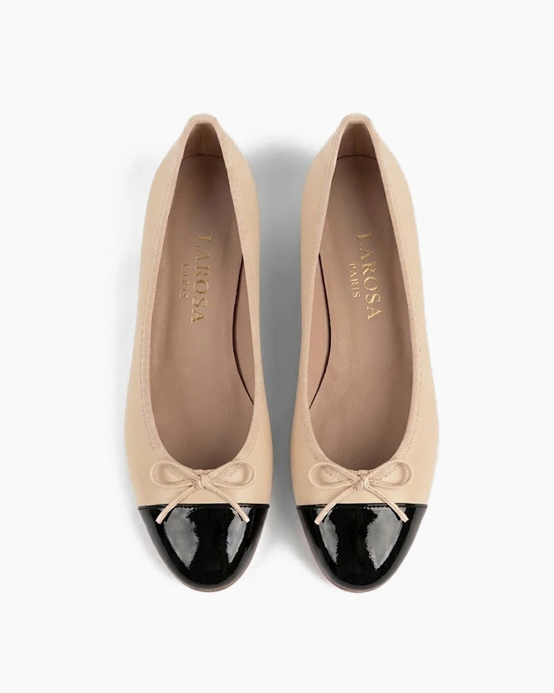 Refined Office Bow Leather Ballet Low-Heel Pumps