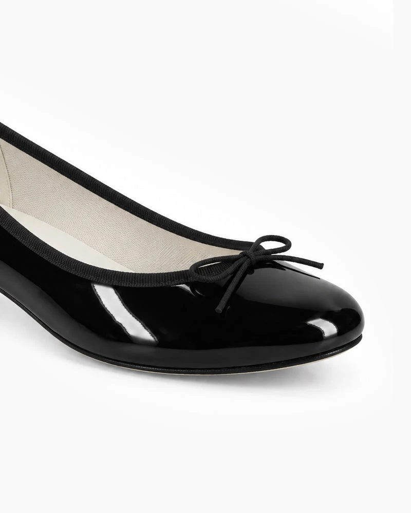 Women's Patent Leather Ballet Flats with Bow Detail
