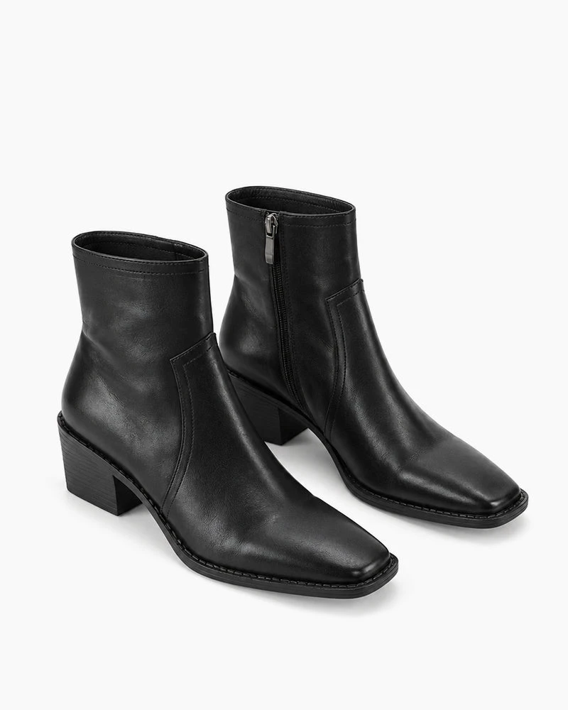Vintage Smooth Geniue Leather Ankle Boots