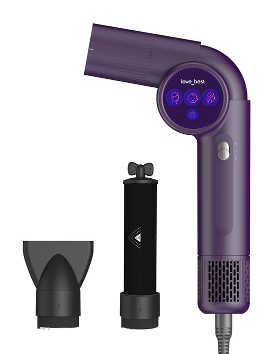 Hair Dryer Brush 6-in-1 Dual Voltage Hot Air Styler – Fast-Drying 110,000 RPM Ionic Blow Dryer with Straightener & Curler Attachments, Frizz-Free Volumizing Styler