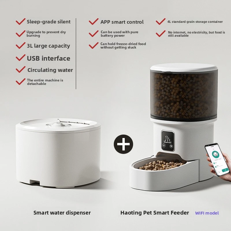 Automatic Pet Feeder & Water Fountain | Smart Timed Cat Dog Food Dispenser, WiFi & Camera Version Available