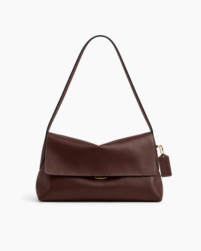 Minimalist Leather Flap Shoulder Bag For Everyday