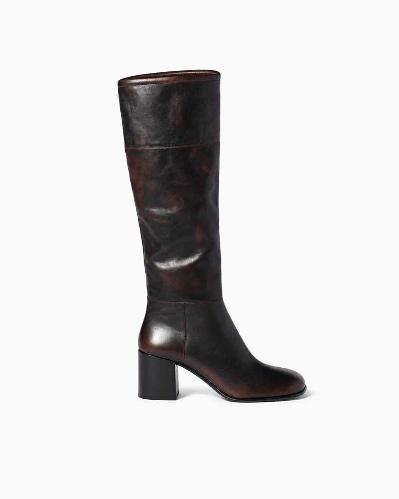 City Commute Burnished Calfskin Block Heel Tall Boots
