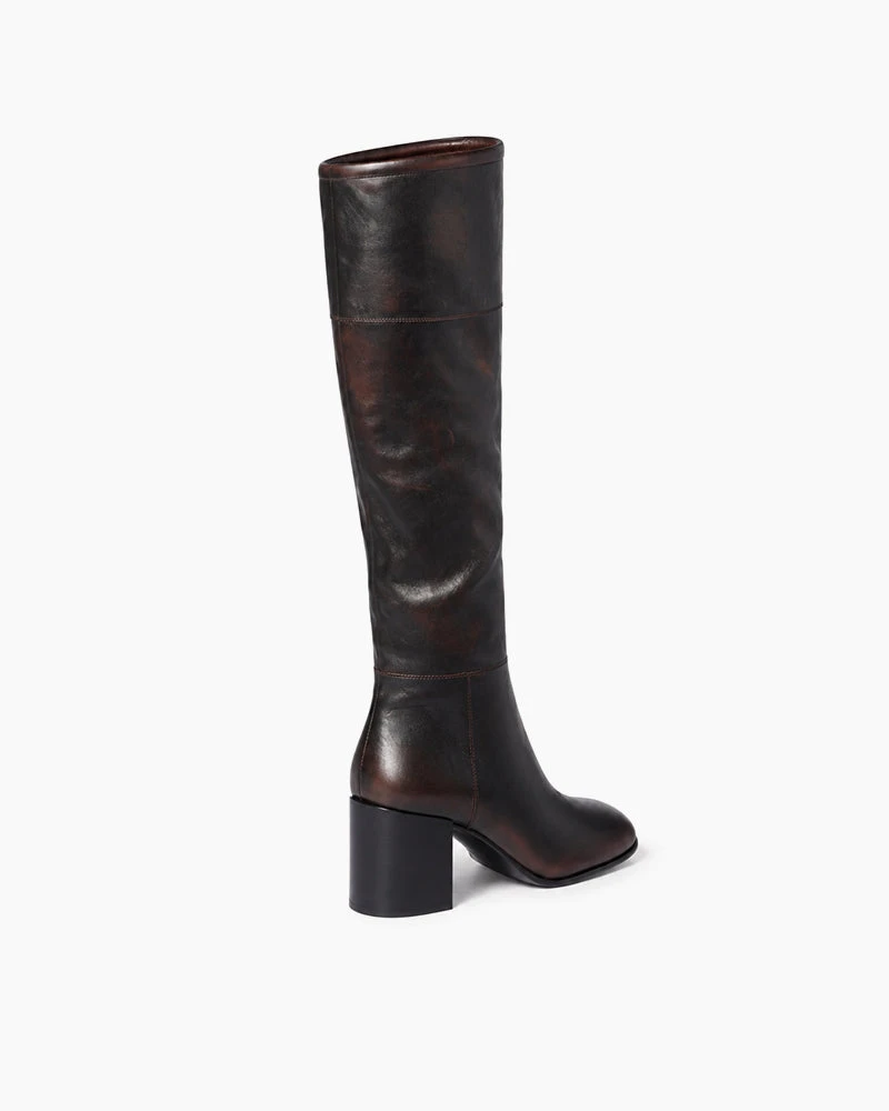 City Commute Burnished Calfskin Block Heel Tall Boots