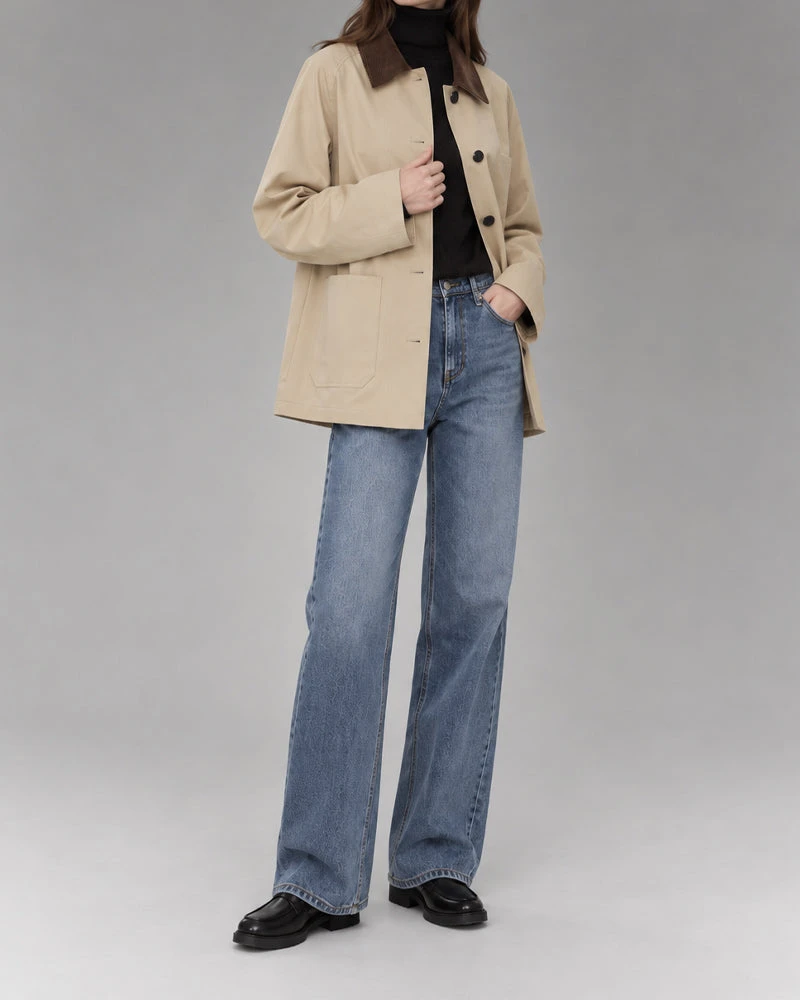 Everyday Cotton Chore Jacket With Contrast Collar