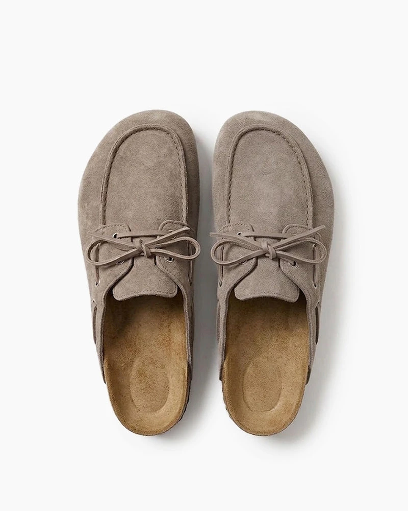 Women's Boat-Style Suede Mule Shoes